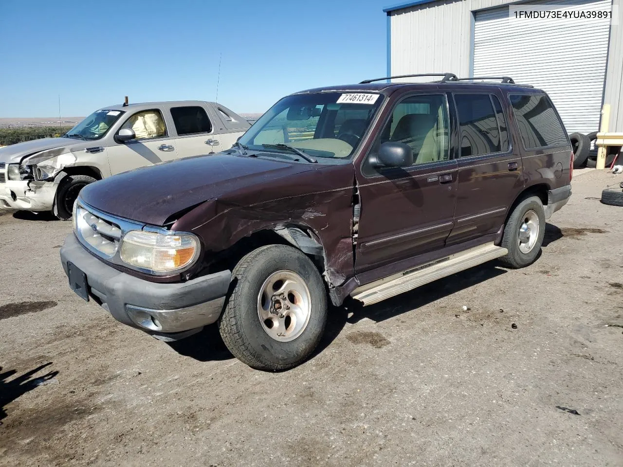 2000 Ford Explorer Xlt VIN: 1FMDU73E4YUA39891 Lot: 77461314