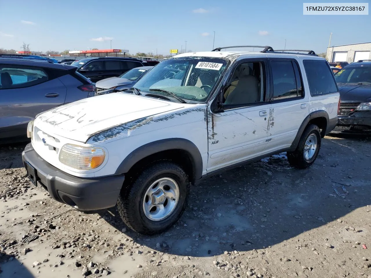 2000 Ford Explorer Xls VIN: 1FMZU72X5YZC38167 Lot: 80101584