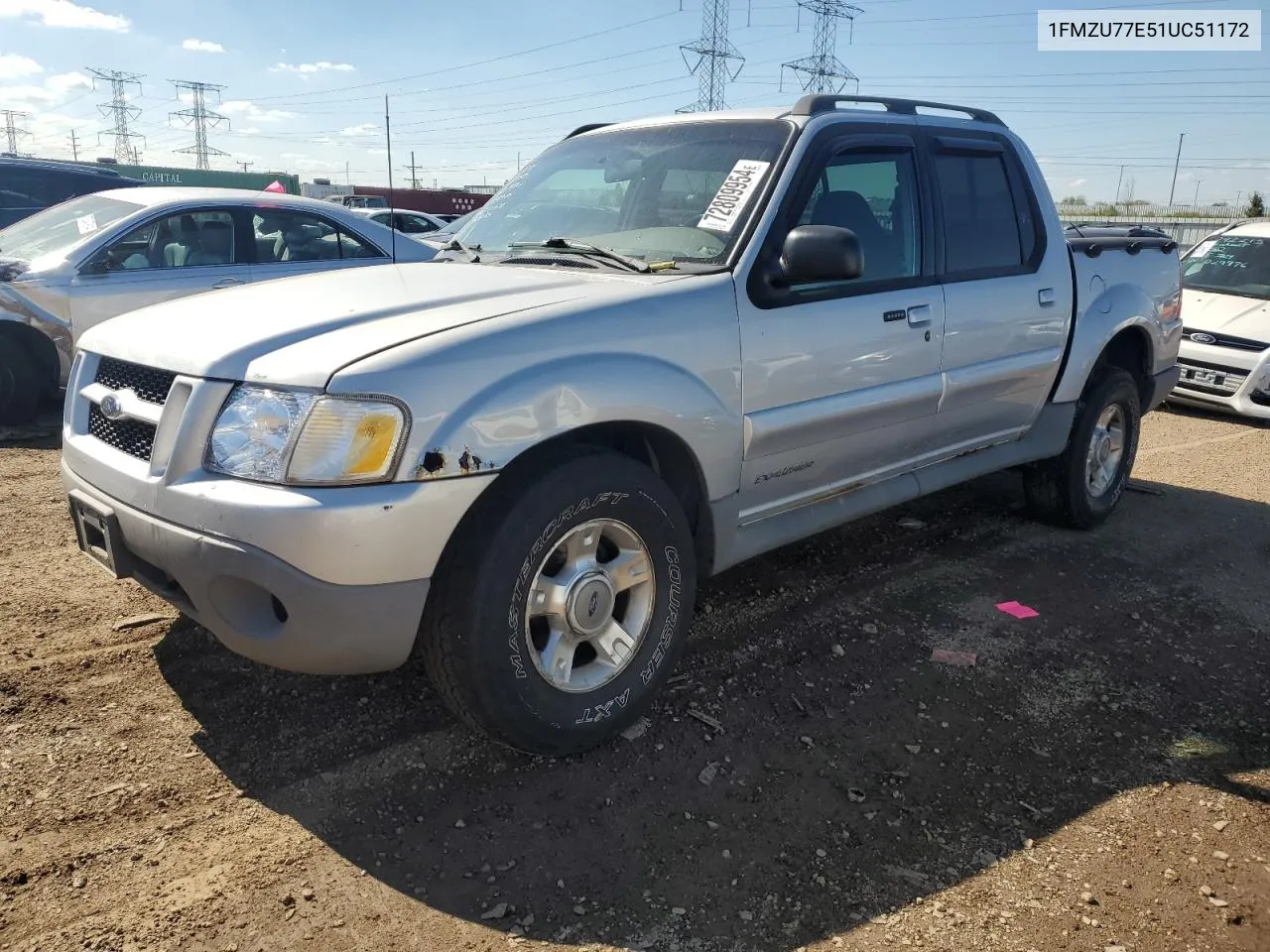 2001 Ford Explorer Sport Trac VIN: 1FMZU77E51UC51172 Lot: 72809954