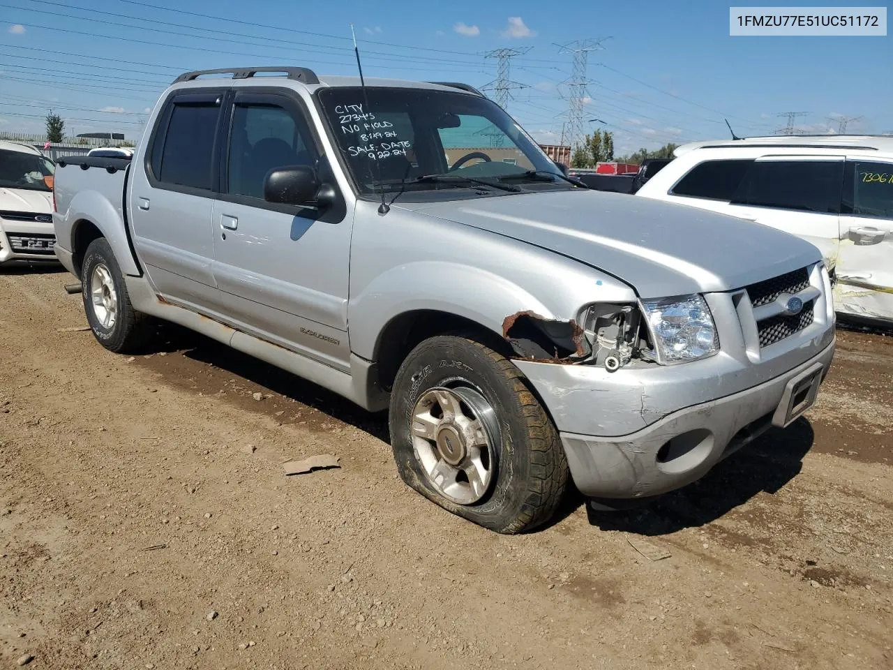 2001 Ford Explorer Sport Trac VIN: 1FMZU77E51UC51172 Lot: 72809954