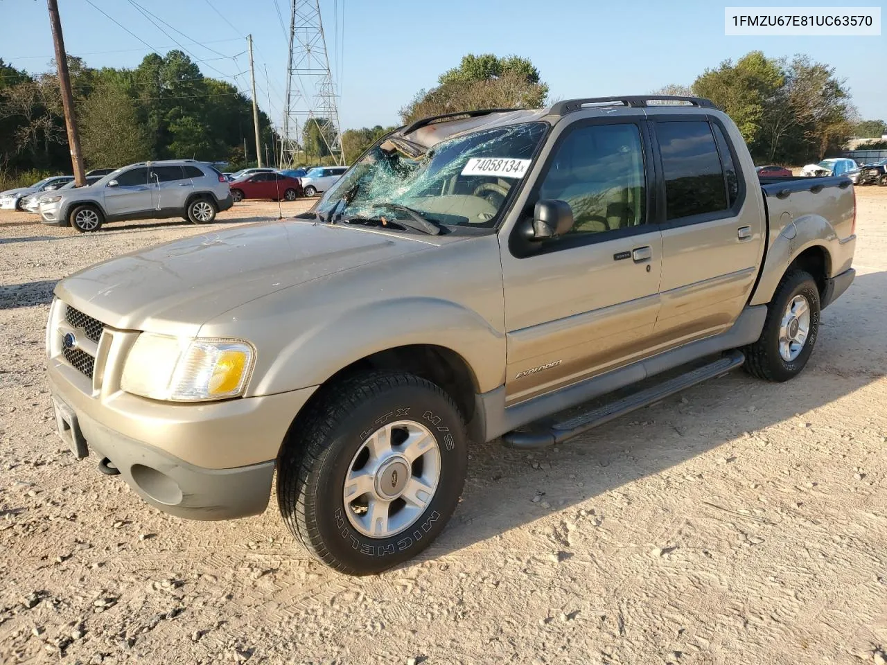 2001 Ford Explorer Sport Trac VIN: 1FMZU67E81UC63570 Lot: 74058134