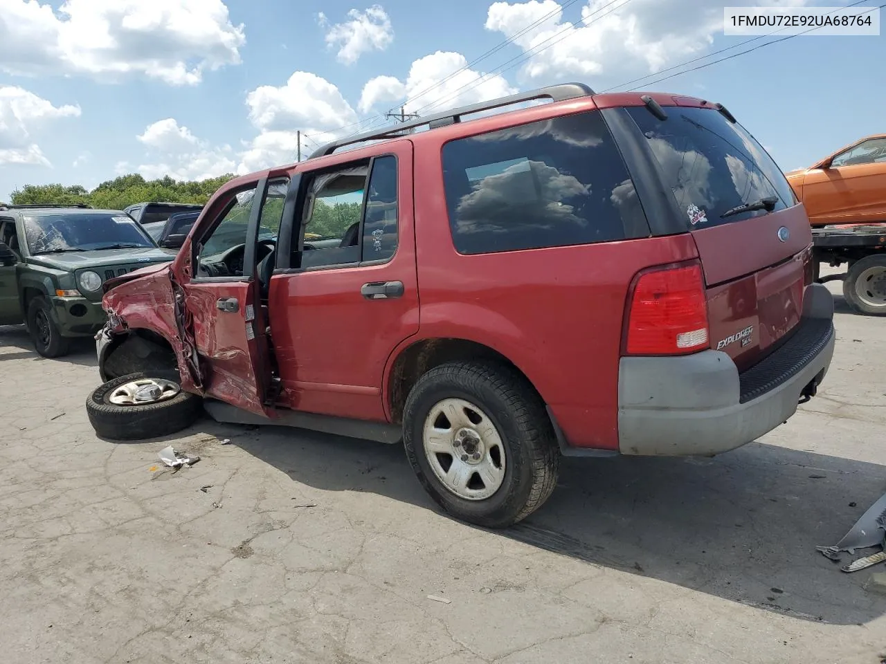 2002 Ford Explorer Xls VIN: 1FMDU72E92UA68764 Lot: 68798064