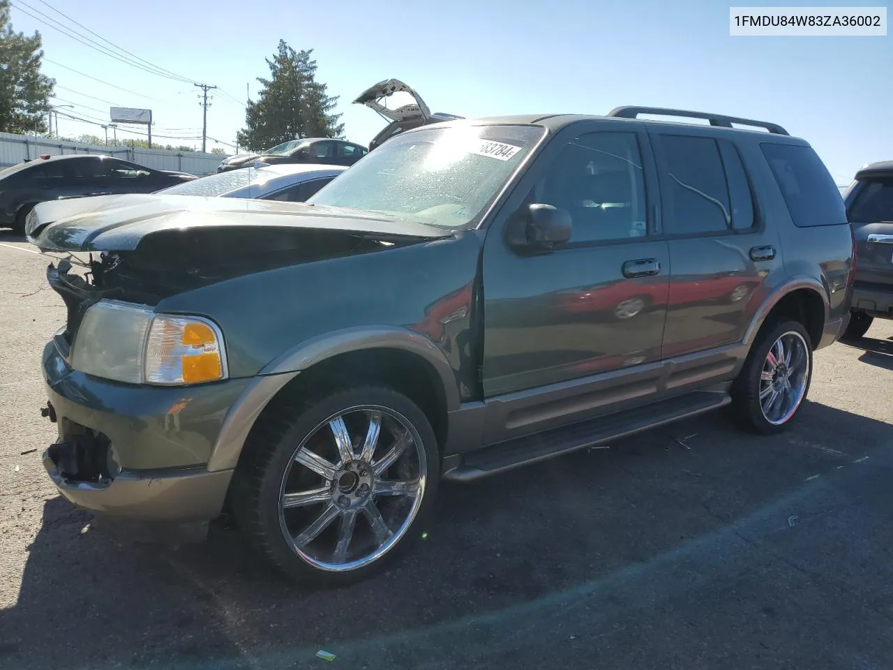 2003 Ford Explorer Eddie Bauer VIN: 1FMDU84W83ZA36002 Lot: 74583784