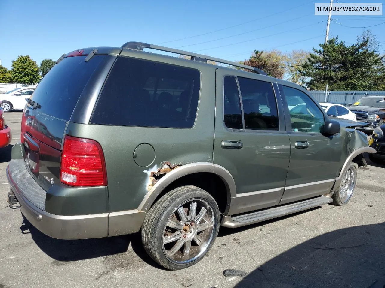 2003 Ford Explorer Eddie Bauer VIN: 1FMDU84W83ZA36002 Lot: 74583784