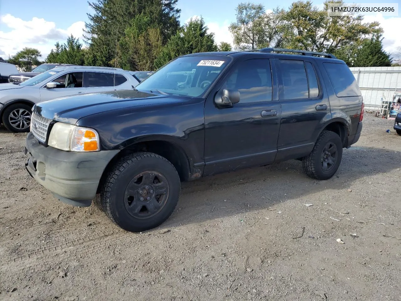 2003 Ford Explorer Xls VIN: 1FMZU72K63UC64996 Lot: 75211634