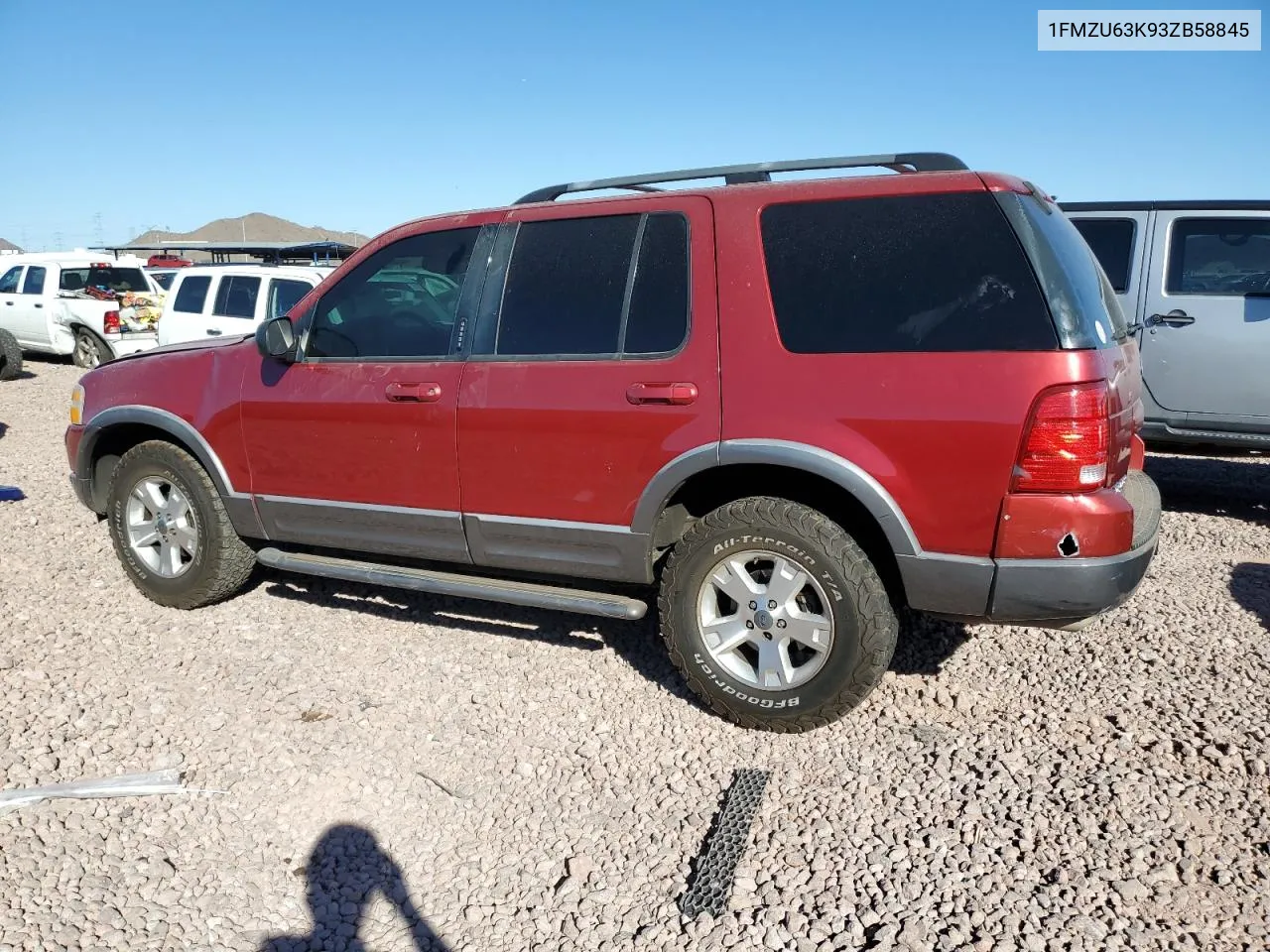 2003 Ford Explorer Xlt VIN: 1FMZU63K93ZB58845 Lot: 78028784