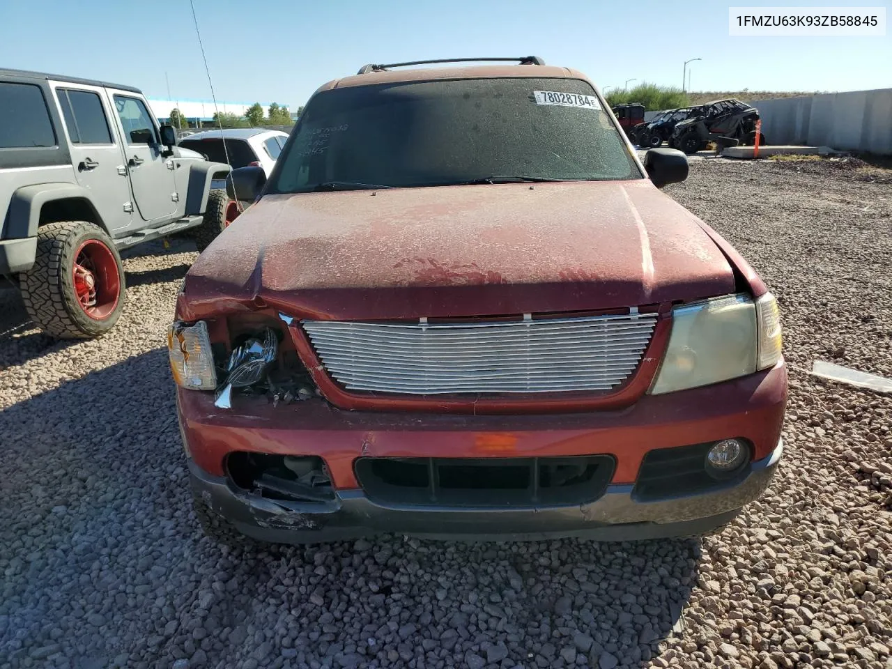 2003 Ford Explorer Xlt VIN: 1FMZU63K93ZB58845 Lot: 78028784