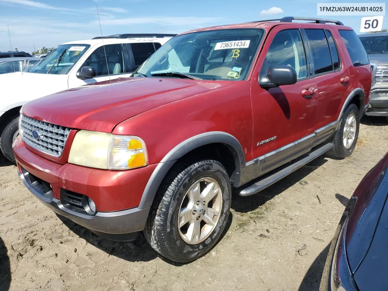 2004 Ford Explorer Xlt VIN: 1FMZU63W24UB14025 Lot: 73651434