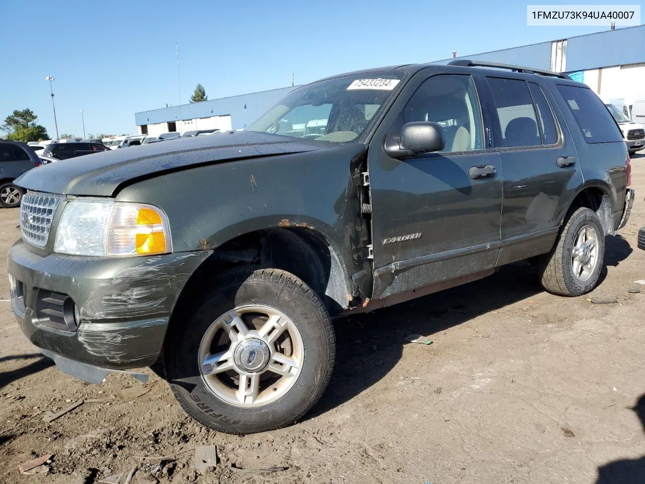 2004 Ford Explorer Xlt VIN: 1FMZU73K94UA40007 Lot: 75433234