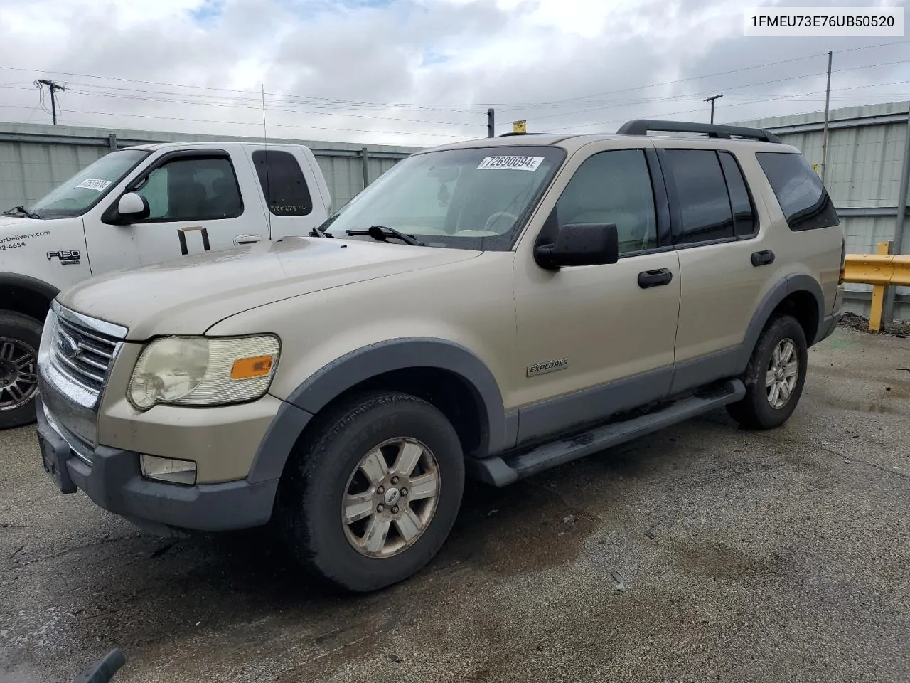 2006 Ford Explorer Xlt VIN: 1FMEU73E76UB50520 Lot: 72690094