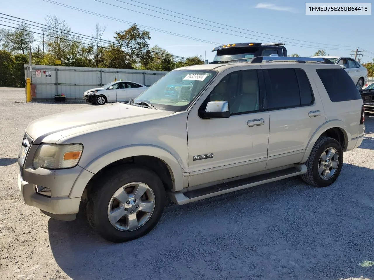 2006 Ford Explorer Limited VIN: 1FMEU75E26UB64418 Lot: 74353654