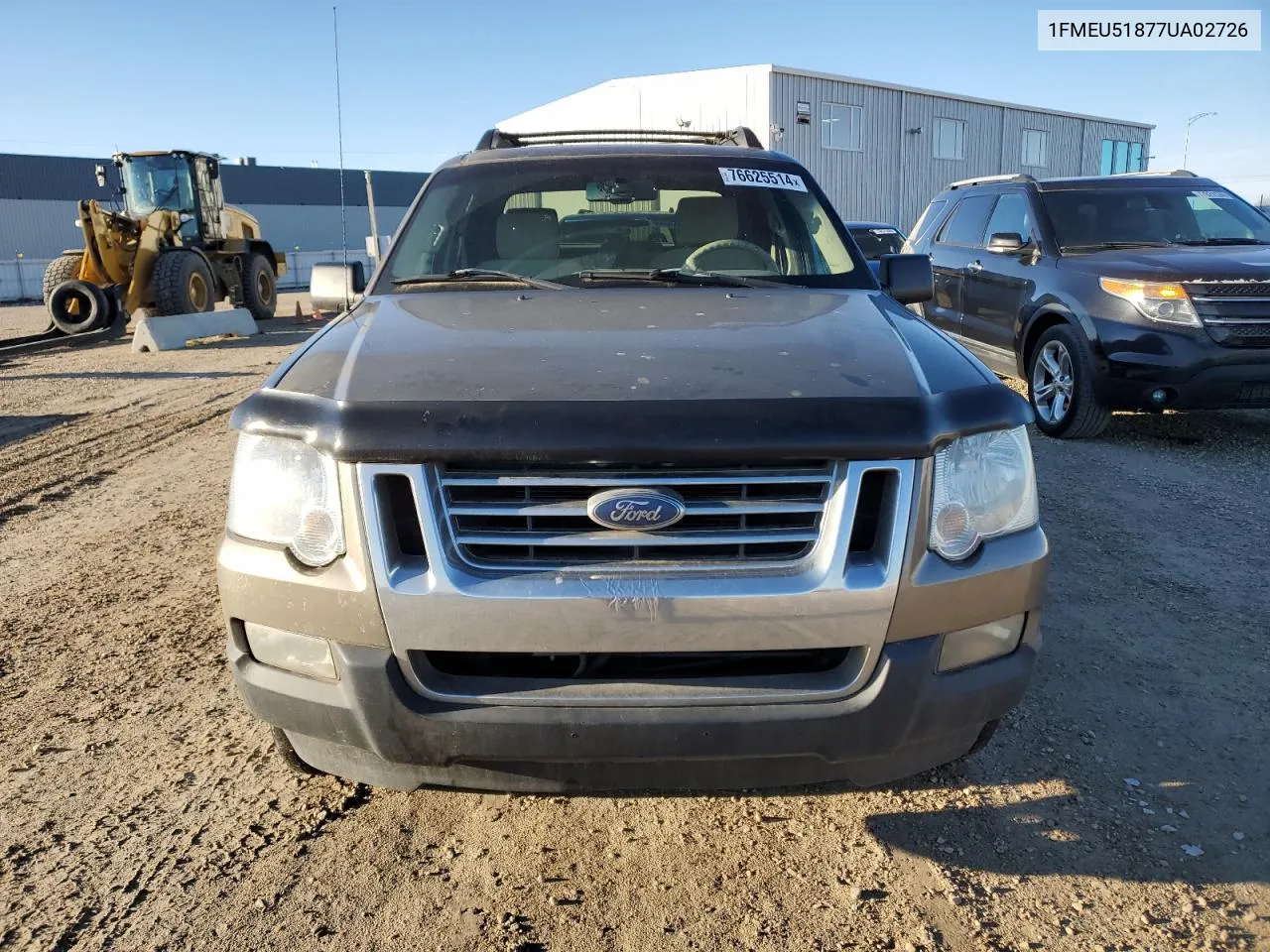 2007 Ford Explorer Sport Trac Xlt VIN: 1FMEU51877UA02726 Lot: 76625514