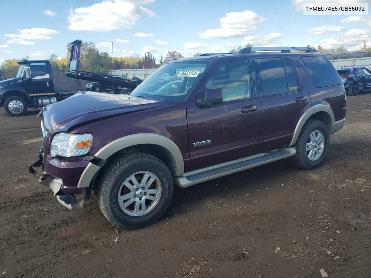 2007 Ford Explorer Eddie Bauer VIN: 1FMEU74E57UB86092 Lot: 76654434