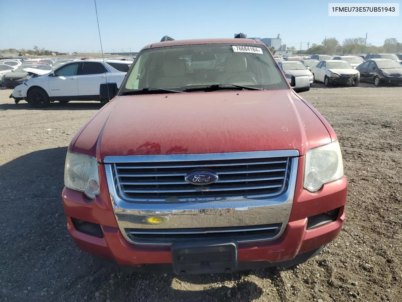 2007 Ford Explorer Xlt VIN: 1FMEU73E57UB51943 Lot: 76684184