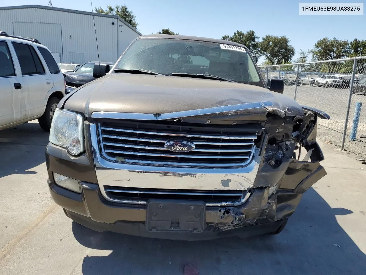 2008 Ford Explorer Xlt VIN: 1FMEU63E98UA33275 Lot: 65851794