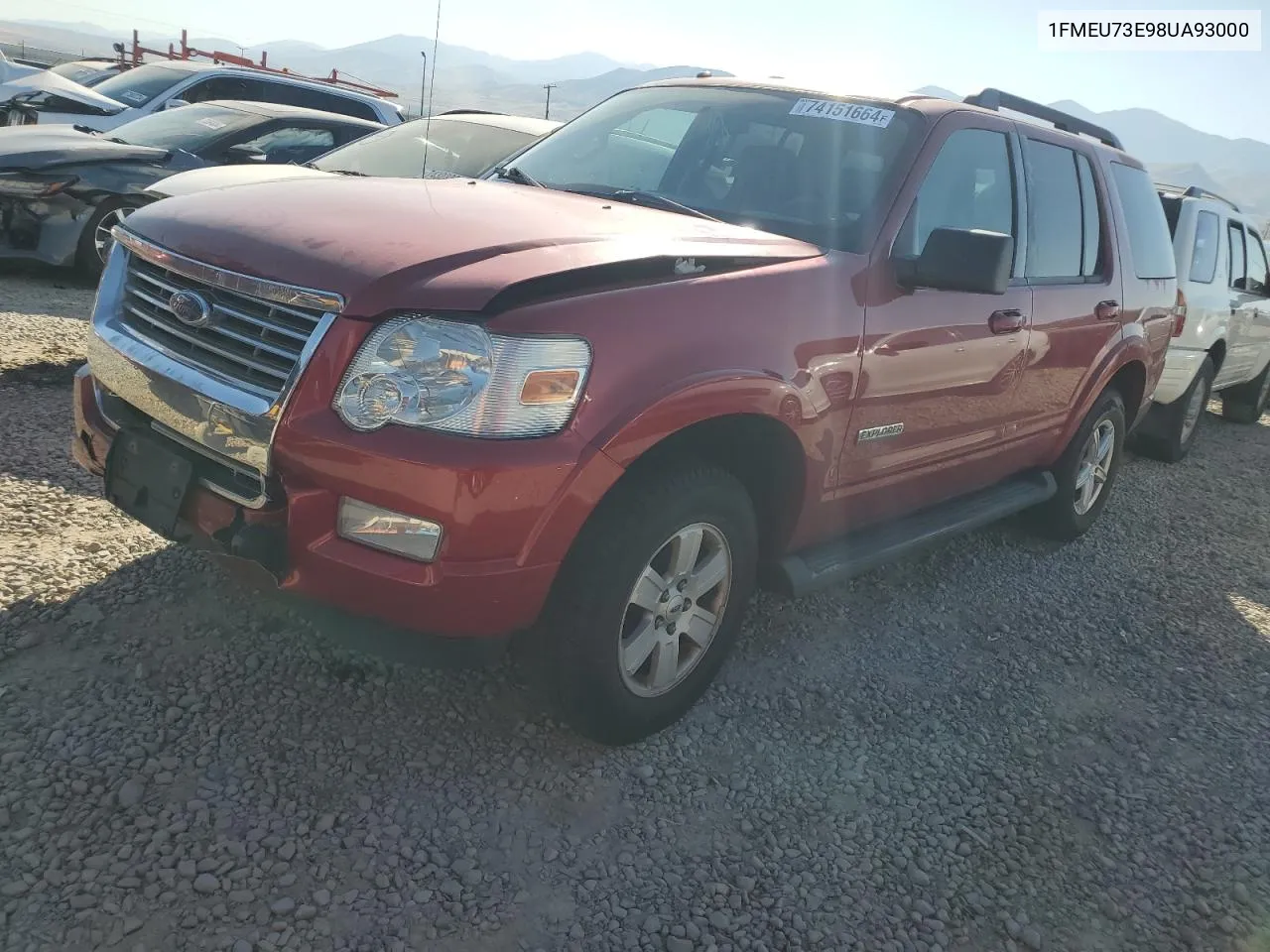 2008 Ford Explorer Xlt VIN: 1FMEU73E98UA93000 Lot: 74151664