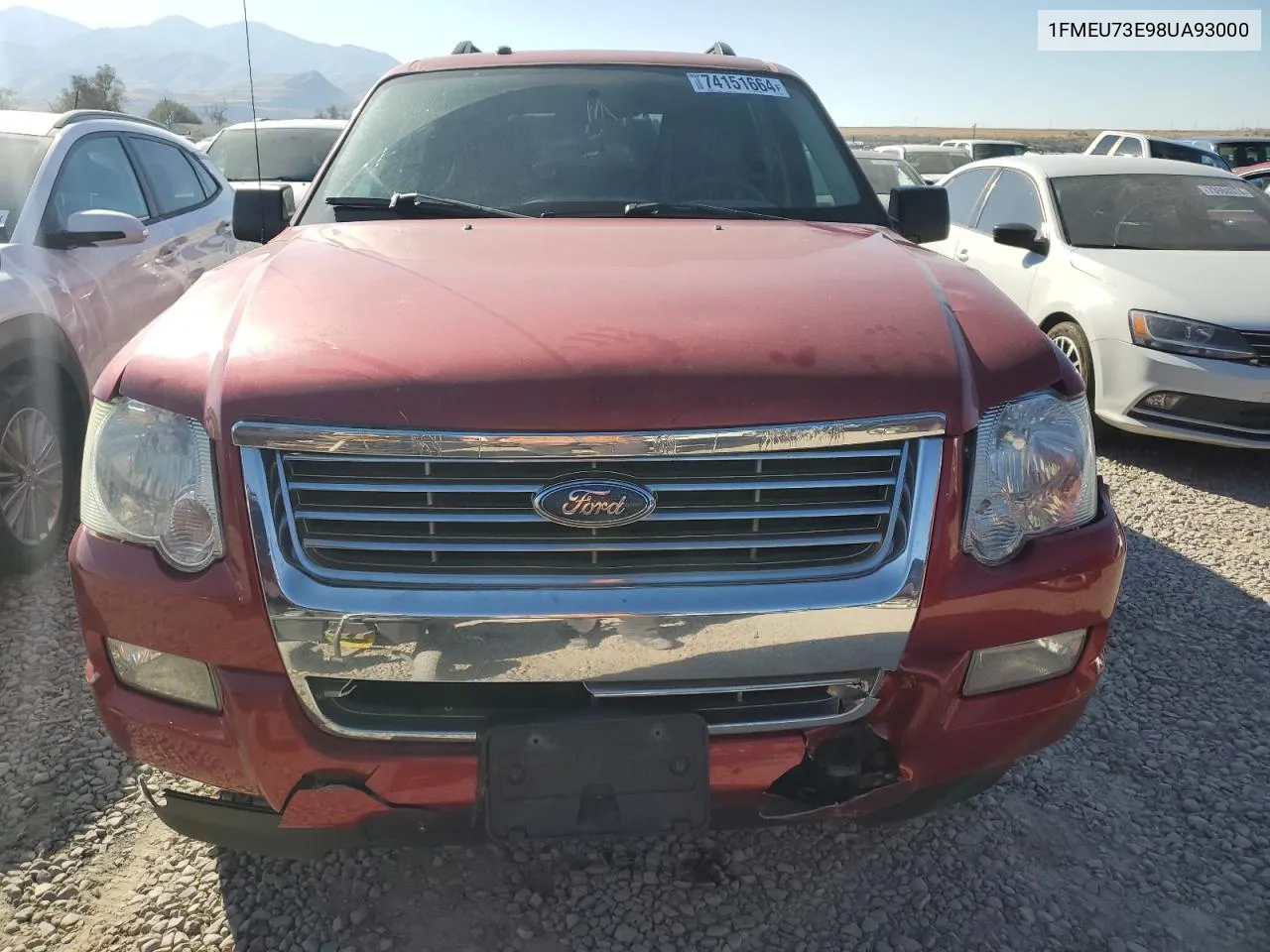 2008 Ford Explorer Xlt VIN: 1FMEU73E98UA93000 Lot: 74151664