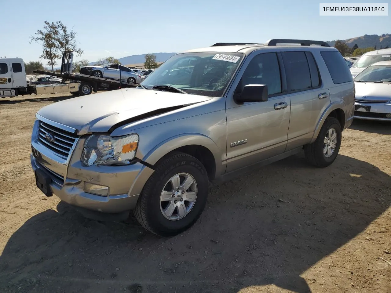 2008 Ford Explorer Xlt VIN: 1FMEU63E38UA11840 Lot: 74846594