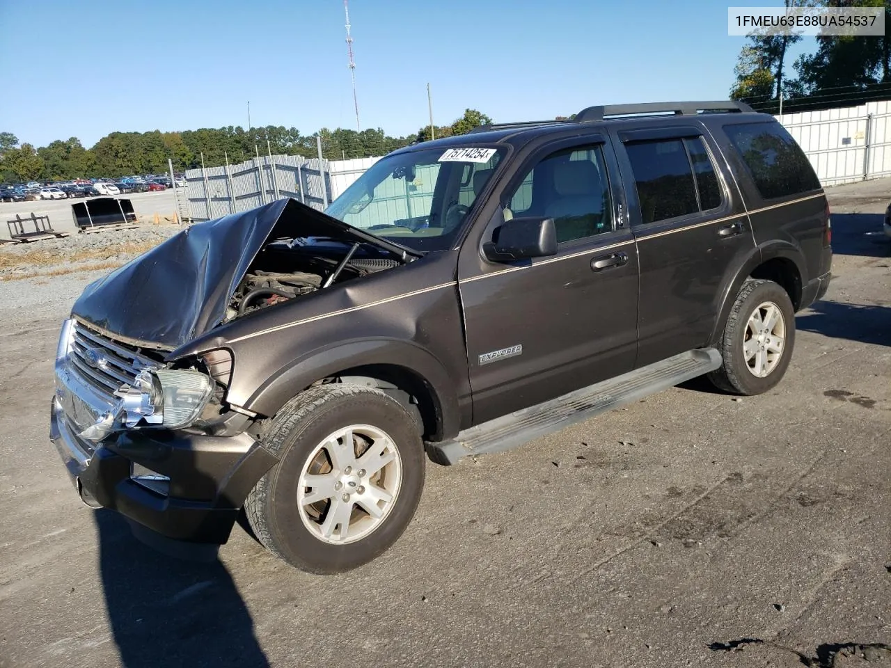 2008 Ford Explorer Xlt VIN: 1FMEU63E88UA54537 Lot: 75714254