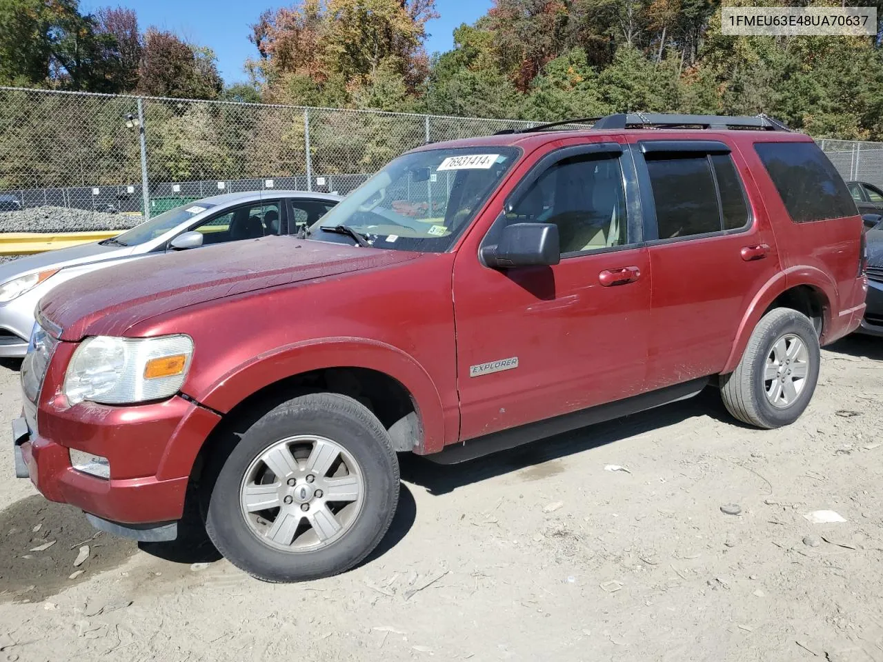 2008 Ford Explorer Xlt VIN: 1FMEU63E48UA70637 Lot: 76931414