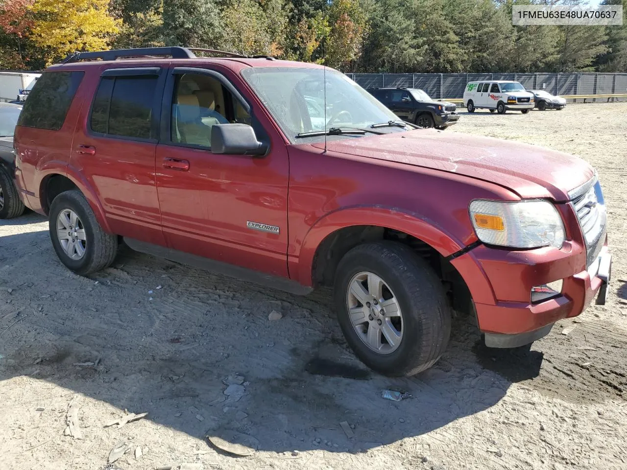 2008 Ford Explorer Xlt VIN: 1FMEU63E48UA70637 Lot: 76931414