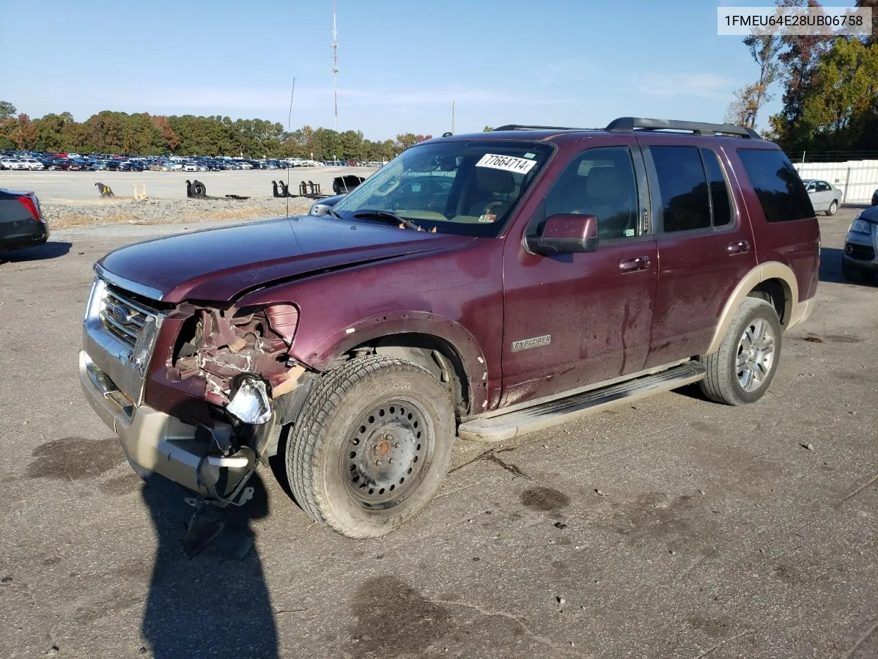 2008 Ford Explorer Eddie Bauer VIN: 1FMEU64E28UB06758 Lot: 77664714