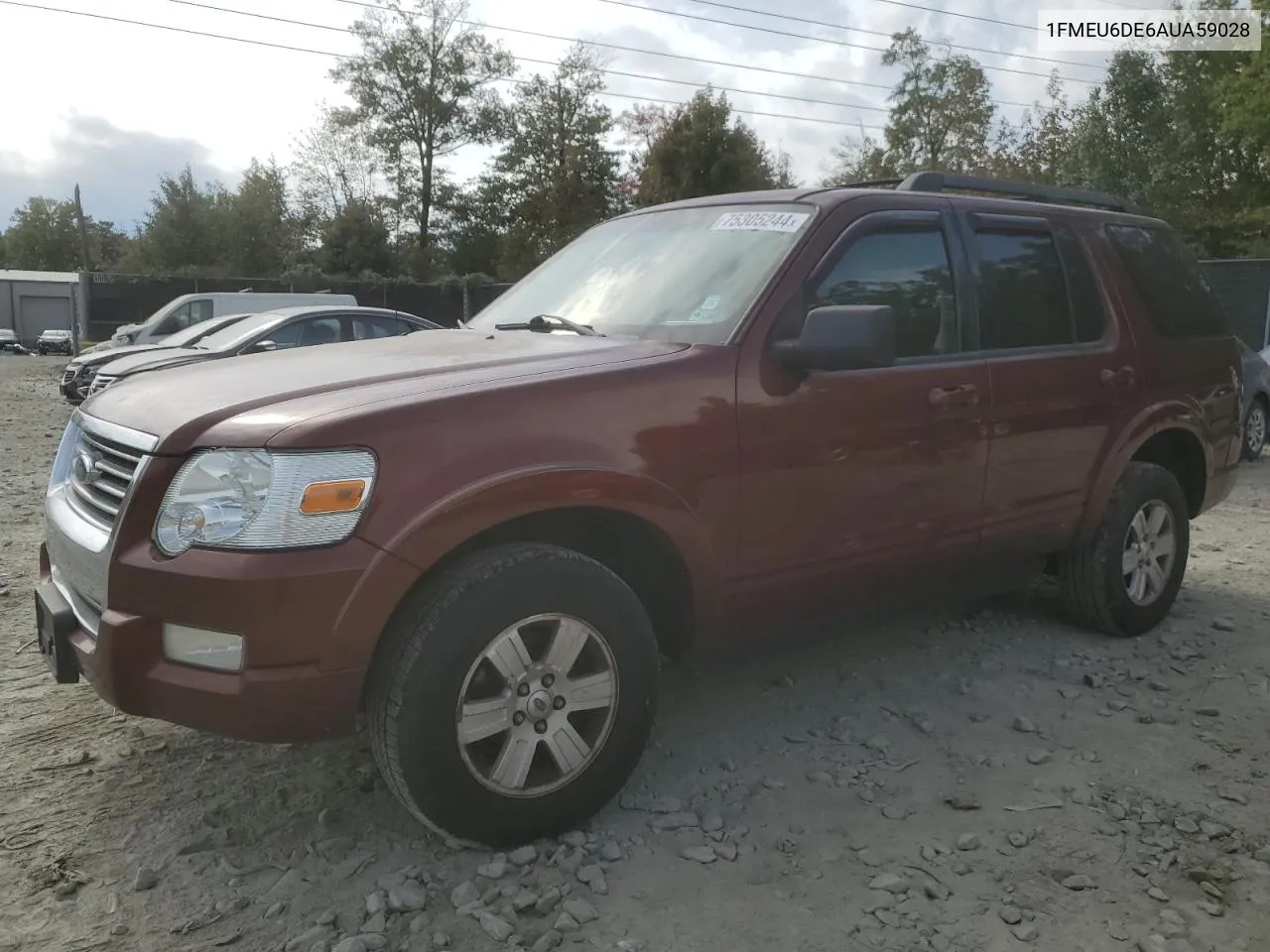 2010 Ford Explorer Xlt VIN: 1FMEU6DE6AUA59028 Lot: 75305244