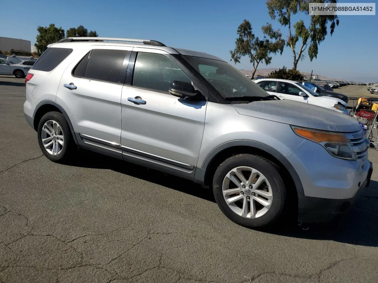 2011 Ford Explorer Xlt VIN: 1FMHK7D88BGA51452 Lot: 72862844