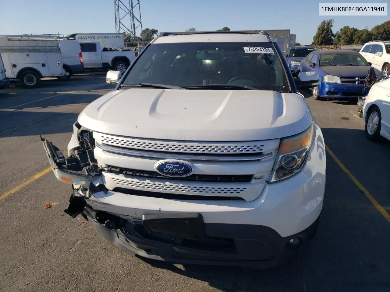 2011 Ford Explorer Limited VIN: 1FMHK8F84BGA11940 Lot: 75254134