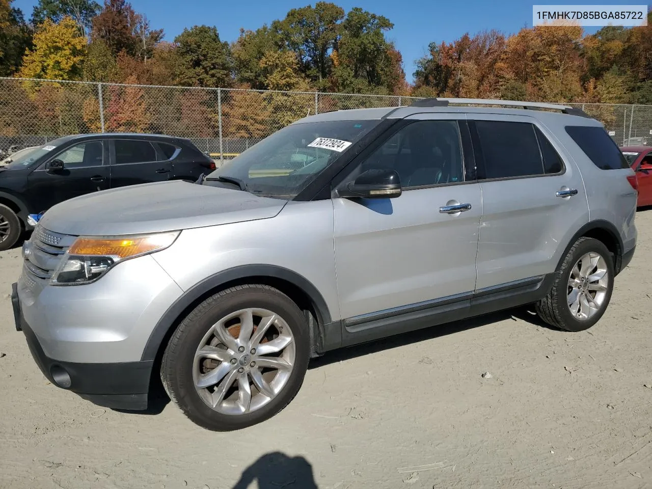 2011 Ford Explorer Xlt VIN: 1FMHK7D85BGA85722 Lot: 76372924