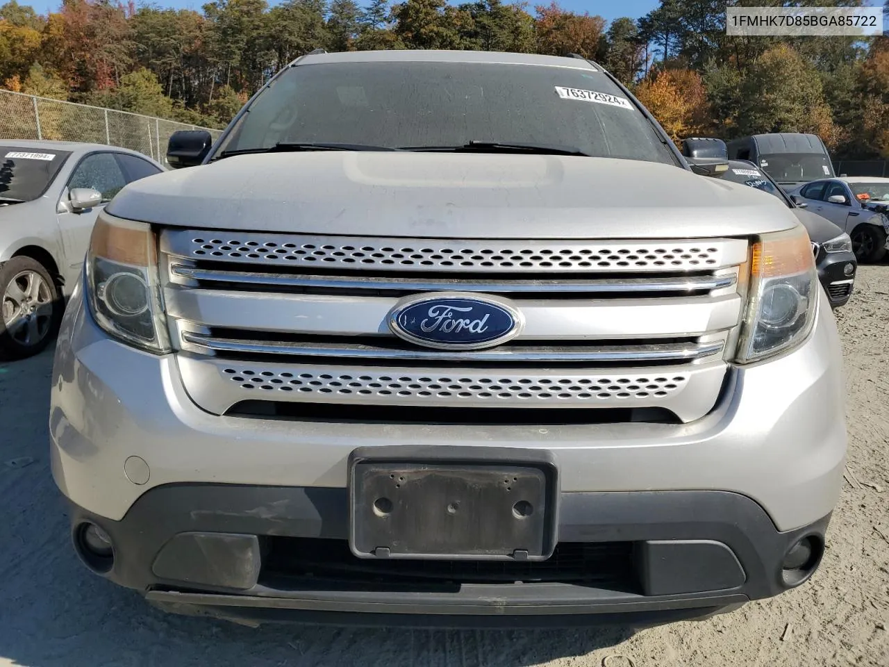 2011 Ford Explorer Xlt VIN: 1FMHK7D85BGA85722 Lot: 76372924