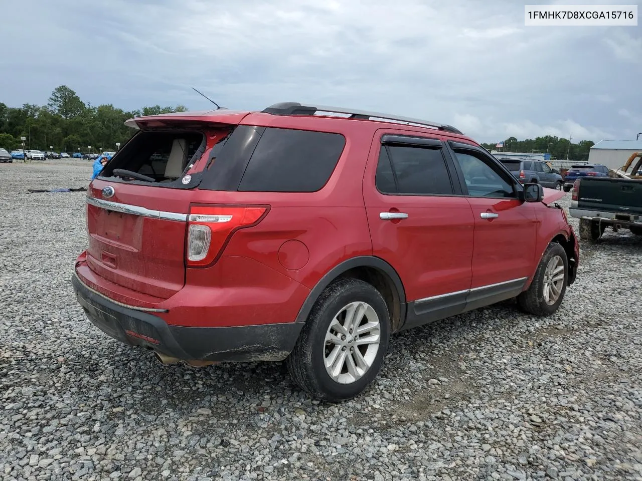 2012 Ford Explorer Xlt VIN: 1FMHK7D8XCGA15716 Lot: 62358344