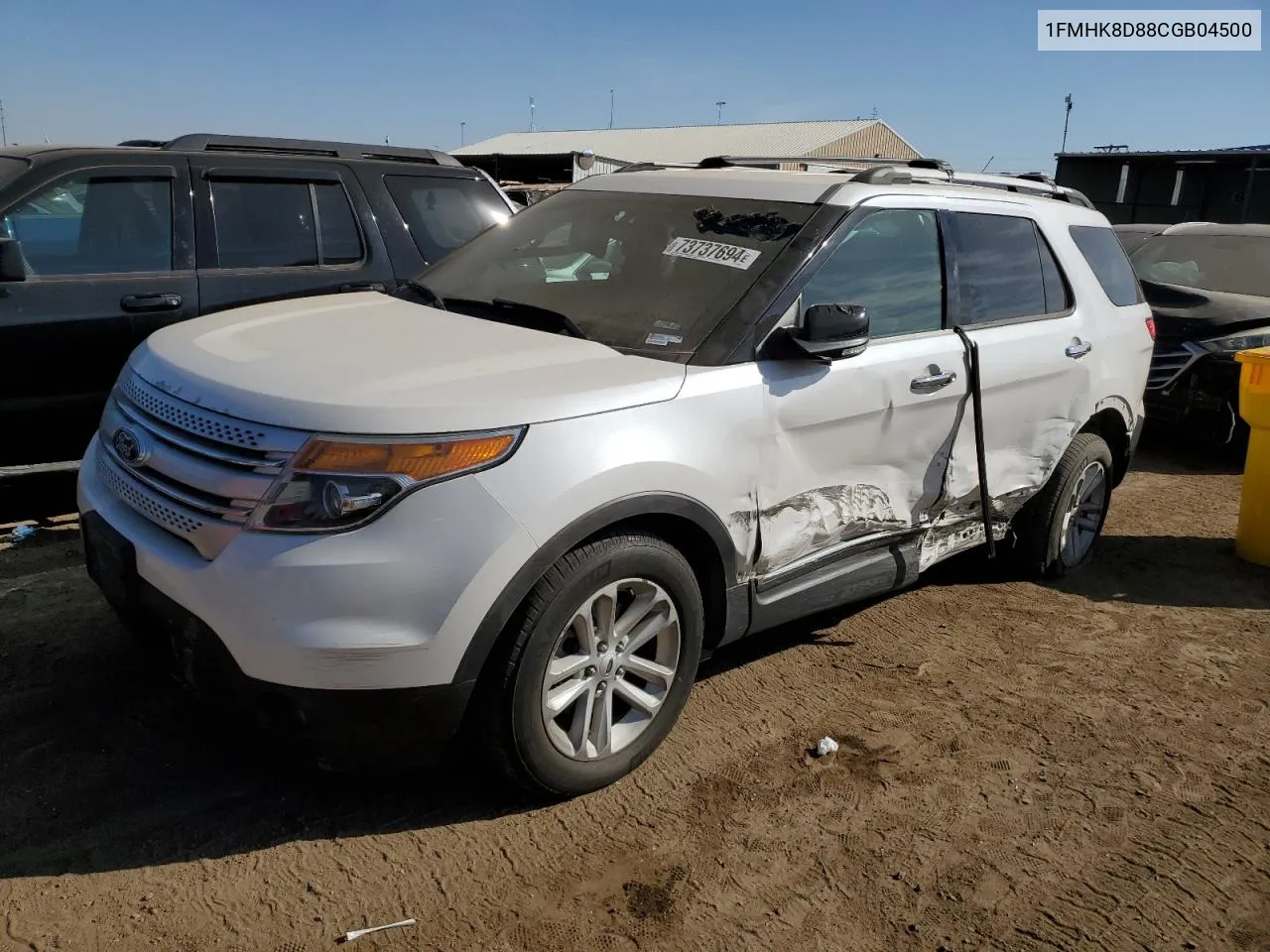 2012 Ford Explorer Xlt VIN: 1FMHK8D88CGB04500 Lot: 73737694