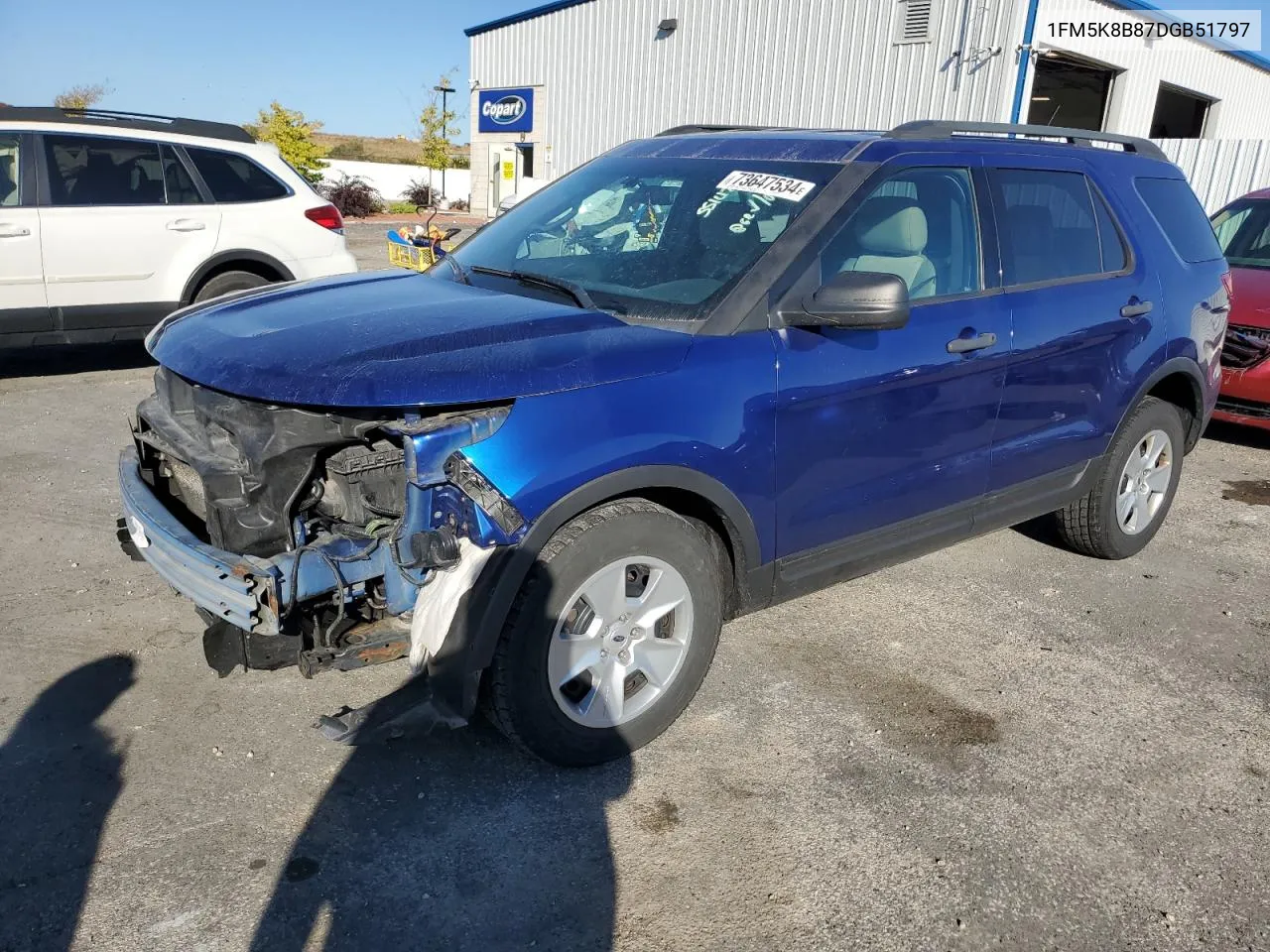 2013 Ford Explorer VIN: 1FM5K8B87DGB51797 Lot: 73647534