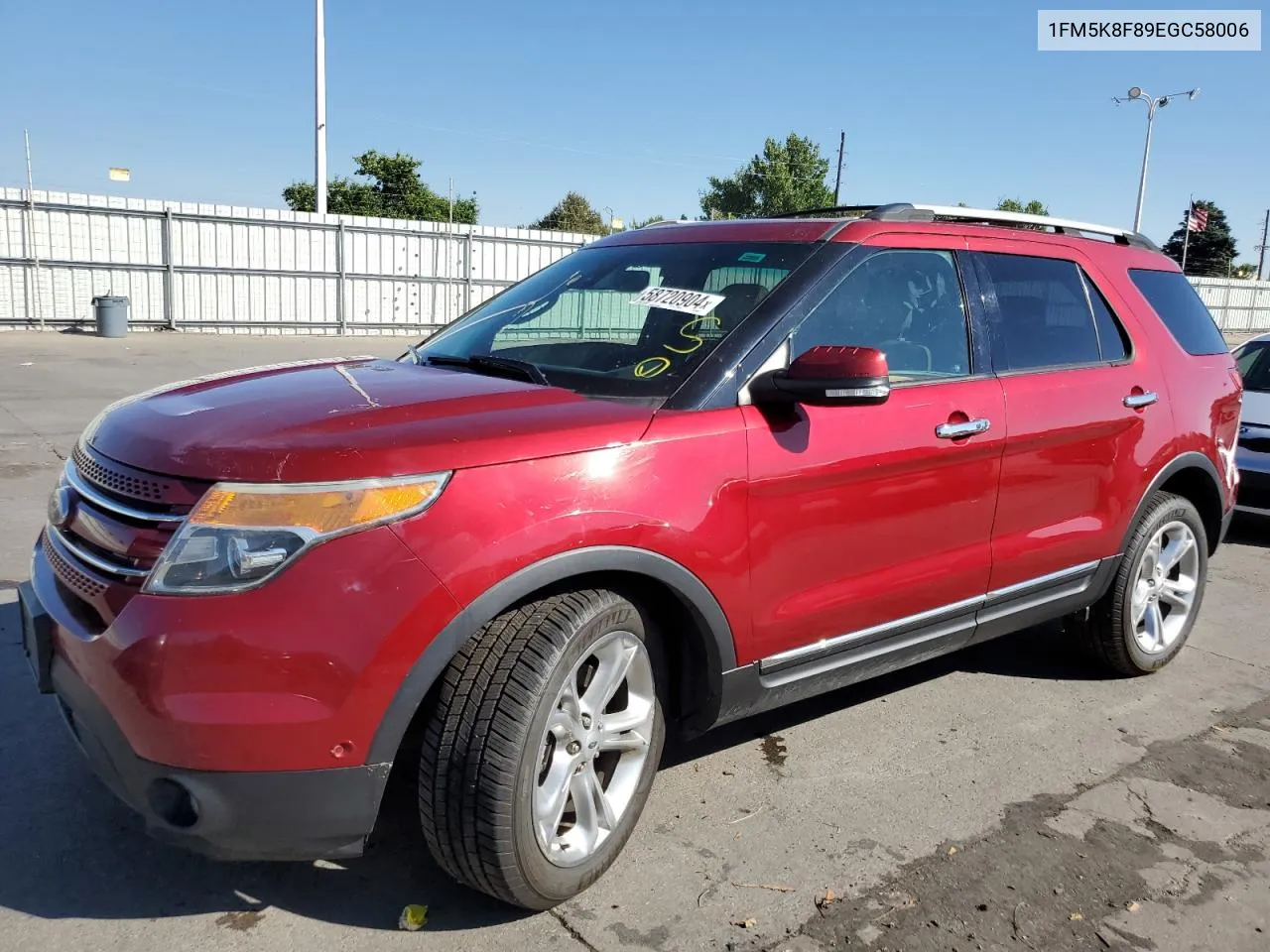 2014 Ford Explorer Limited VIN: 1FM5K8F89EGC58006 Lot: 58720904