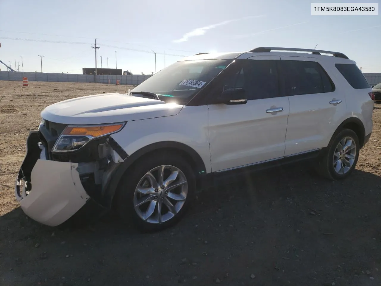 2014 Ford Explorer Xlt VIN: 1FM5K8D83EGA43580 Lot: 74136384