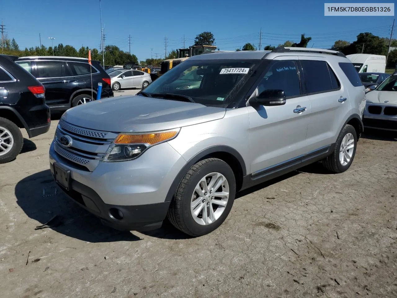 2014 Ford Explorer Xlt VIN: 1FM5K7D80EGB51326 Lot: 75417724