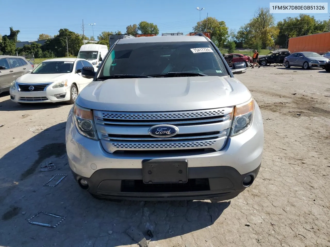 2014 Ford Explorer Xlt VIN: 1FM5K7D80EGB51326 Lot: 75417724