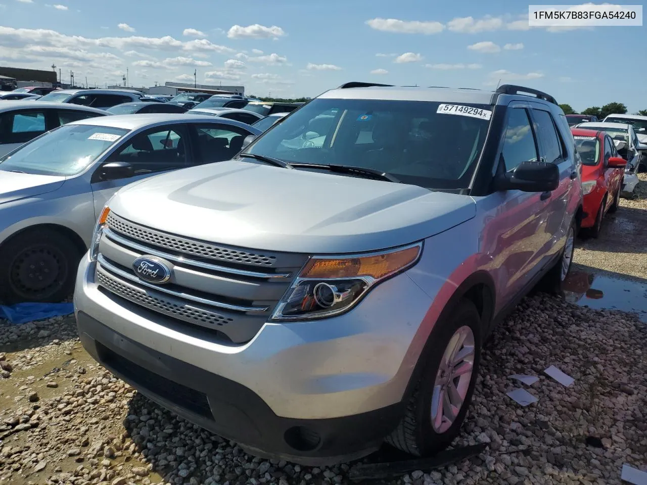 2015 Ford Explorer VIN: 1FM5K7B83FGA54240 Lot: 57149294