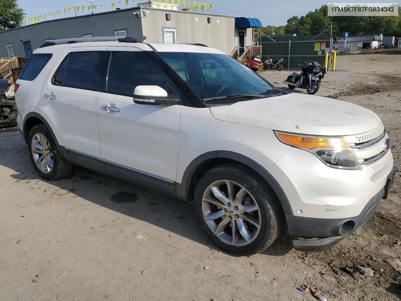 2015 Ford Explorer Limited VIN: 1FM5K7F87FGA34342 Lot: 74078874