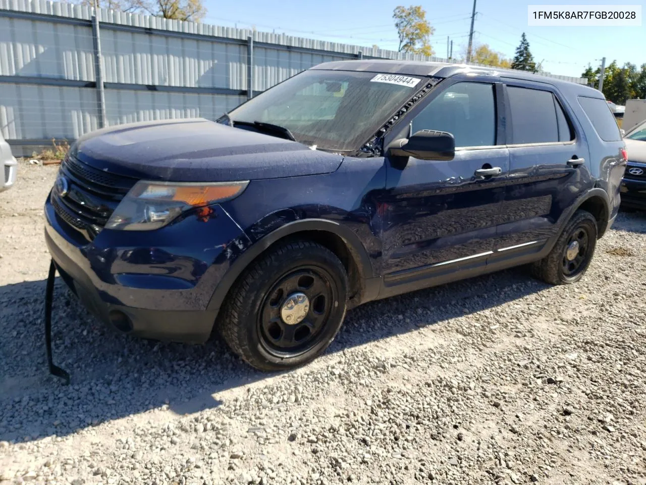 2015 Ford Explorer Police Interceptor VIN: 1FM5K8AR7FGB20028 Lot: 75304944