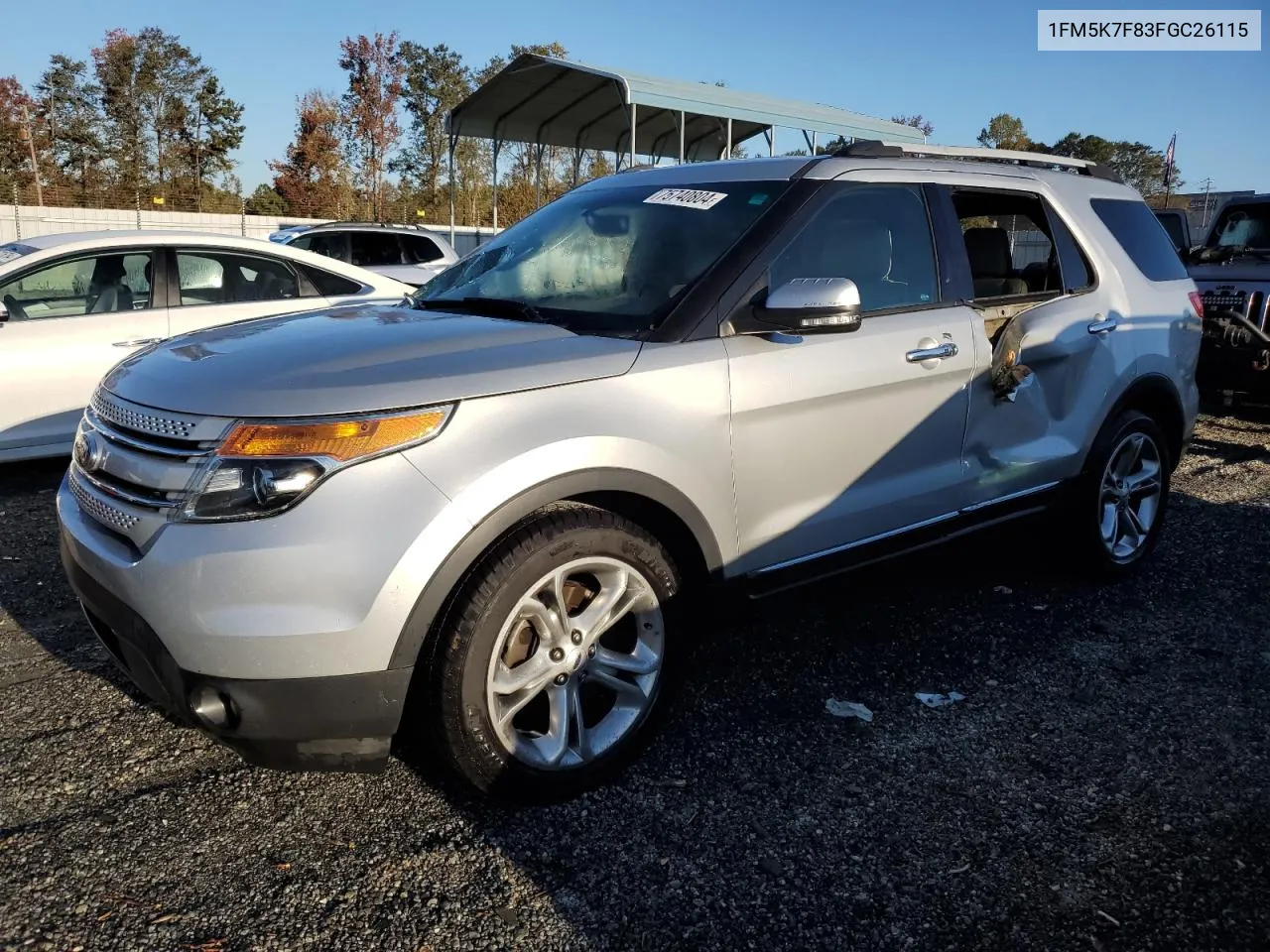 2015 Ford Explorer Limited VIN: 1FM5K7F83FGC26115 Lot: 75740804