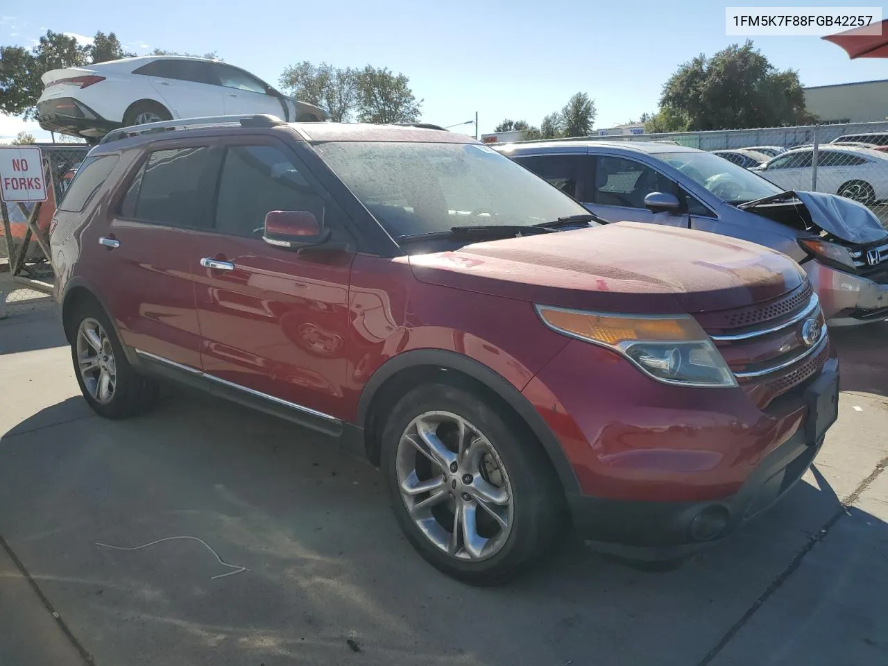 2015 Ford Explorer Limited VIN: 1FM5K7F88FGB42257 Lot: 75811264