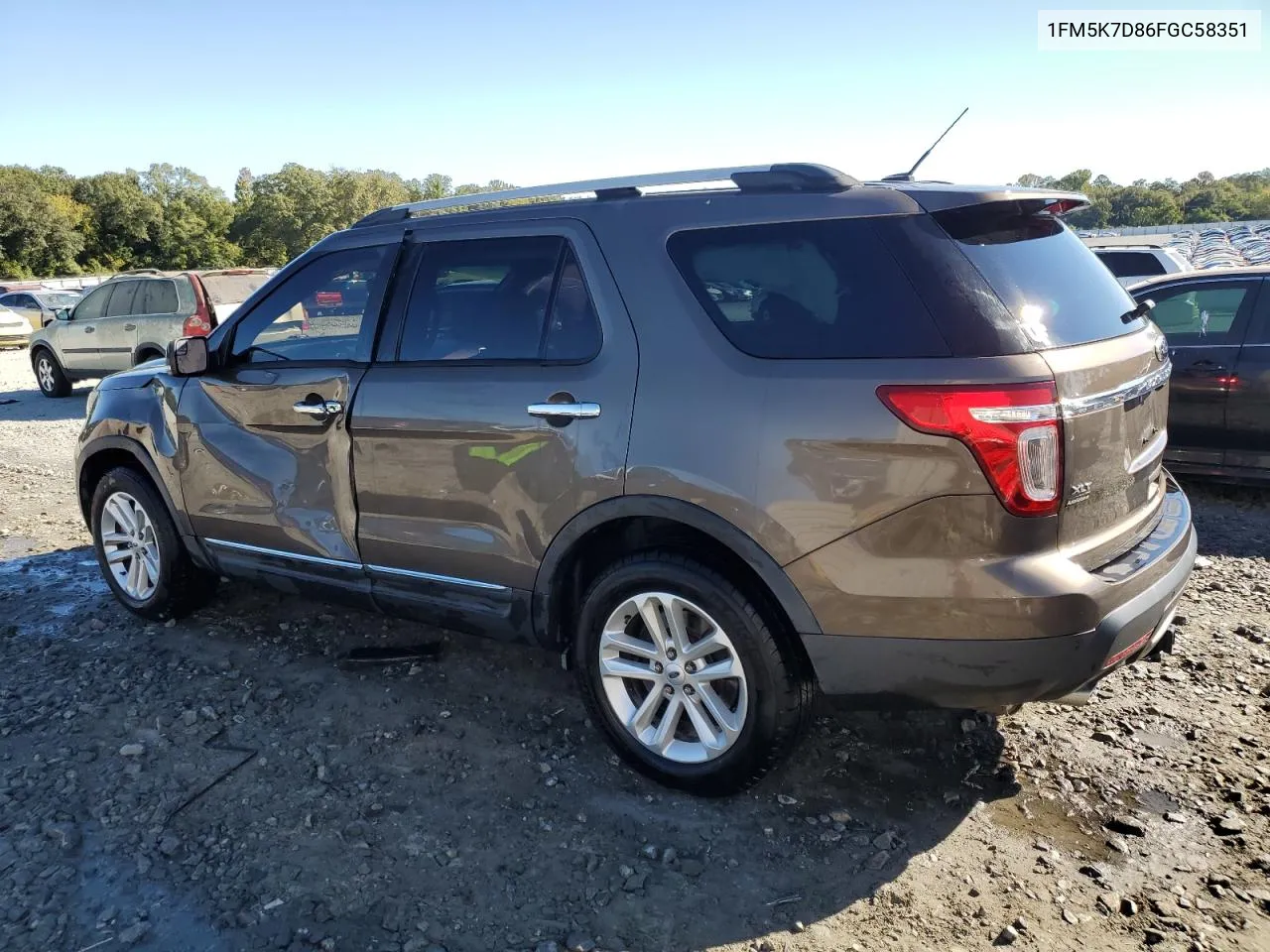 2015 Ford Explorer Xlt VIN: 1FM5K7D86FGC58351 Lot: 76254334