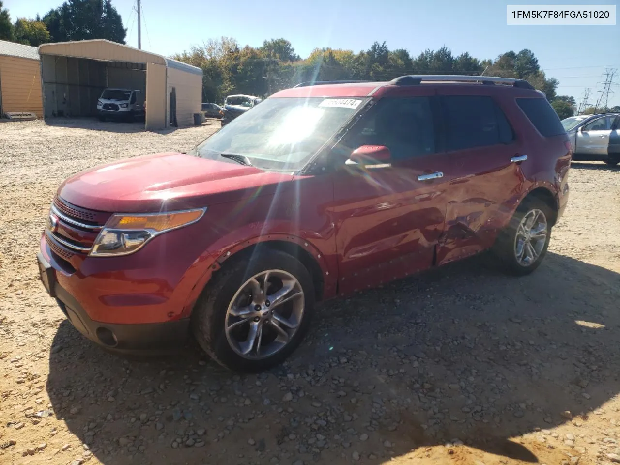 2015 Ford Explorer Limited VIN: 1FM5K7F84FGA51020 Lot: 76604474