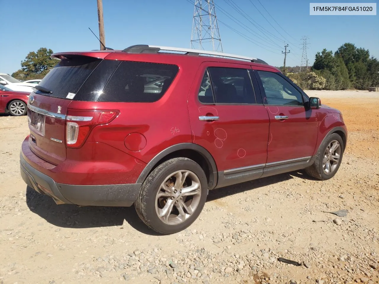 2015 Ford Explorer Limited VIN: 1FM5K7F84FGA51020 Lot: 76604474