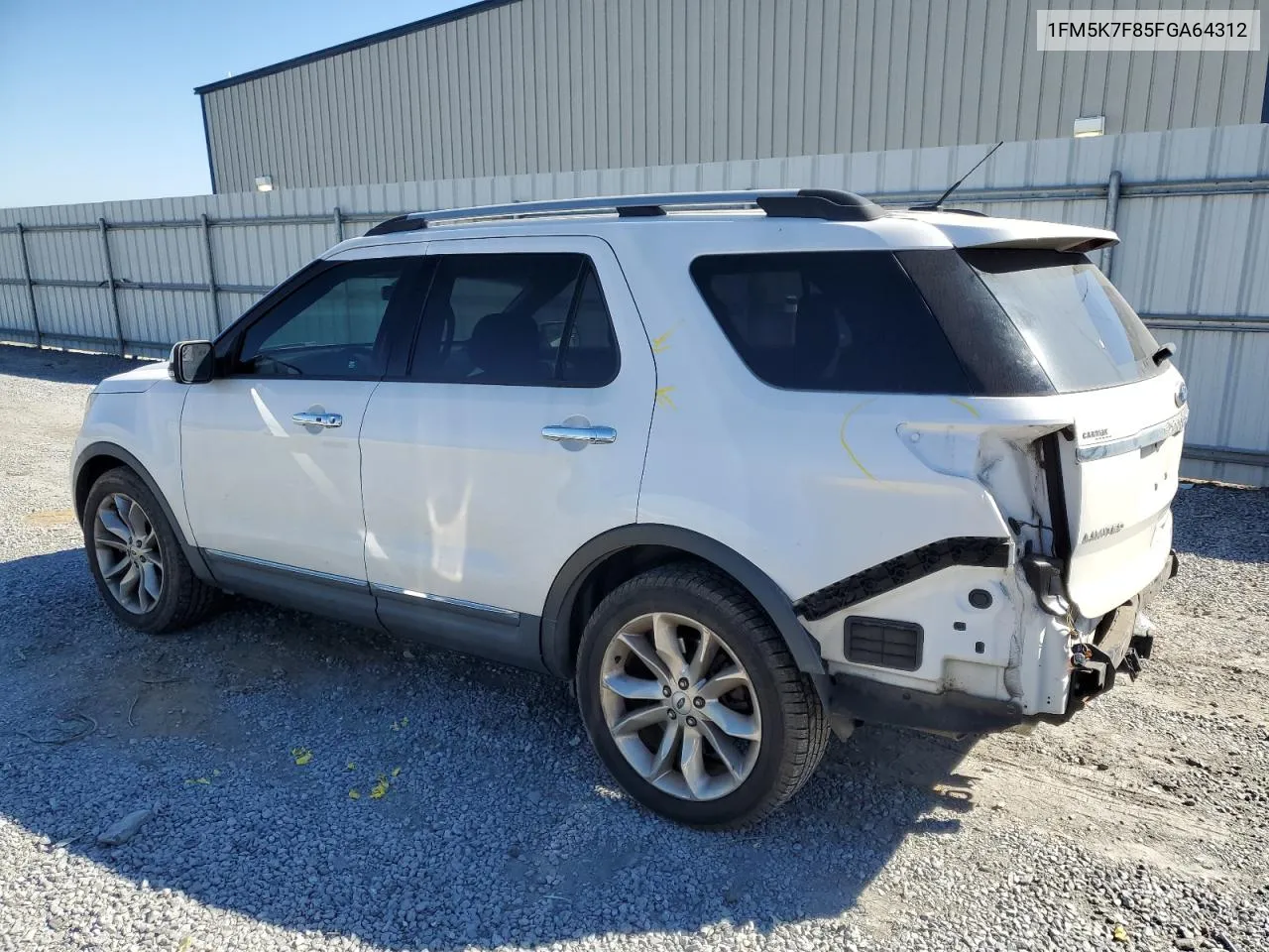 2015 Ford Explorer Limited VIN: 1FM5K7F85FGA64312 Lot: 76862384