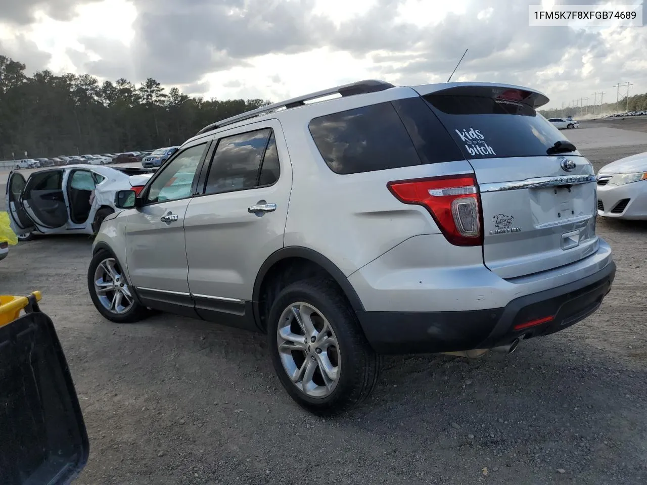 2015 Ford Explorer Limited VIN: 1FM5K7F8XFGB74689 Lot: 78531244