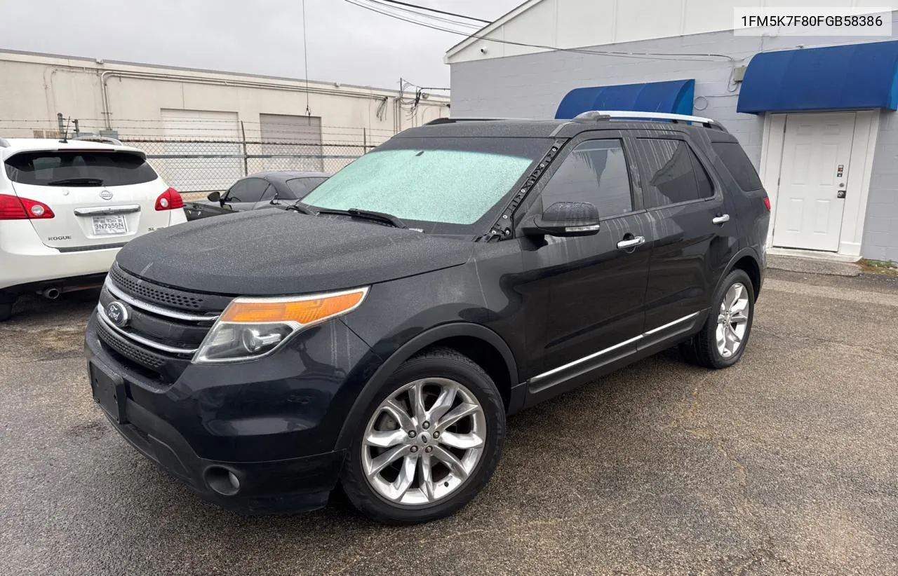 2015 Ford Explorer Limited VIN: 1FM5K7F80FGB58386 Lot: 79330404