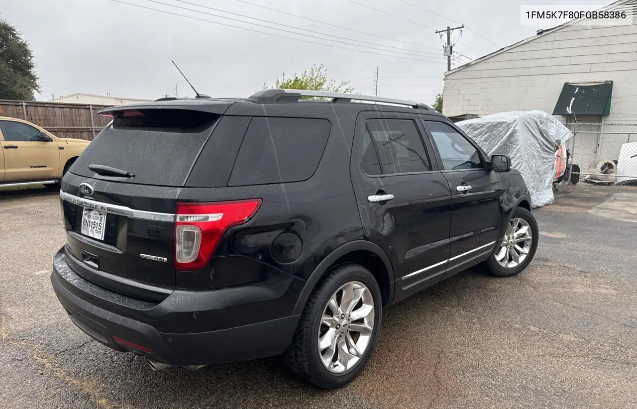 2015 Ford Explorer Limited VIN: 1FM5K7F80FGB58386 Lot: 79330404